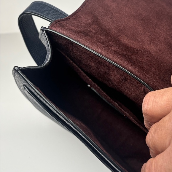 Coach Navy Blue Rami Leather Rami Saddle Crossbody. Floral Accents & studs. - Picture 5 of 9